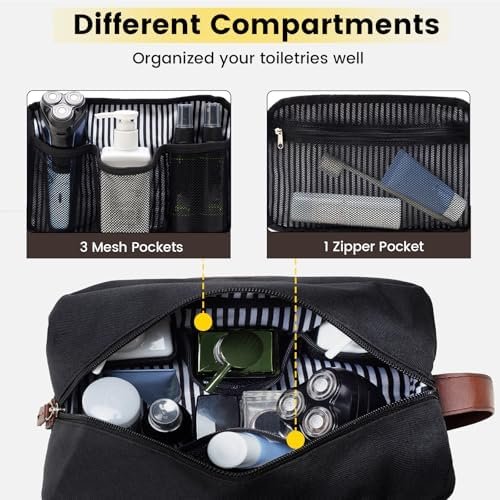 Vorspack Toiletry Bag for Men - Water Resistant Travel Bag for Toiletries, Accessories, Travel Essentials, Gifts - Black - Image 3