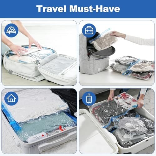 VMstr 12 Pack Travel Vacuum Storage Bags with USB Electric Pump, Compression Bags for Travel, Space Saver for Clothes and Clothing - Image 7