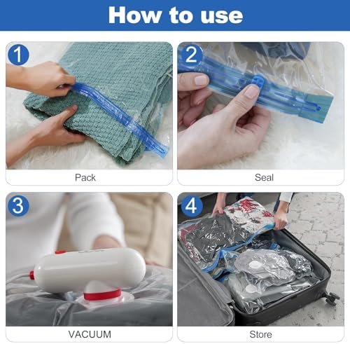 VMstr 12 Pack Travel Vacuum Storage Bags with USB Electric Pump, Compression Bags for Travel, Space Saver for Clothes and Clothing - Image 8