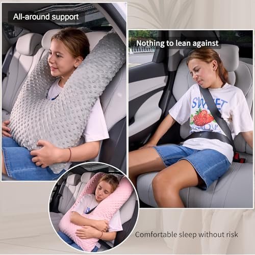 Travel Pillow for Kids Adult in Car - Pillow for Car Sleeping Ultra Large U Shaped with Removable Soft Cover Support Fix Neck and Body Sitting/Sleeping on The Trip (Grey) - Image 2