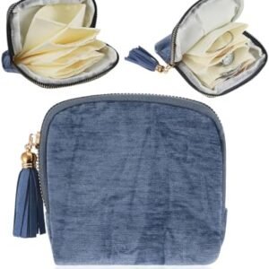 Small Jewelry Travel Case, Blue Jewelrys Pouch Bags with Zipper, Portable Jewelry Organizer Storage Bag for Women Gifts, Velvet Jewelrys Organizer for Bracelet Rings Earring