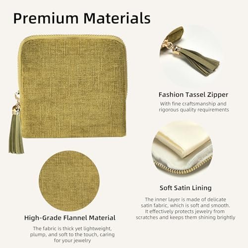 shunmei Small Travel Jewelry Case Mini Travel Jewelry Bag Portable Organizer Storage Pouch for Necklaces, Earrings, Rings, Bracelets, Crystal Jewelry Roll Travel Accessory Gifts for Women Girls-Green - Image 4