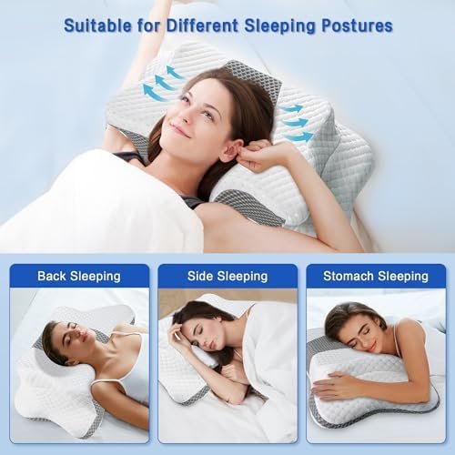 Pain Relief Cervical Pillow for Neck Support,Adjustable Ergonomic Pillow Cozy Sleeping,Odorless Orthopedic Memory Foam Pillows,Contour Bed Pillow for Side Back Stomach Sleeper - Image 4