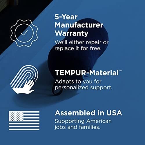 Tempur-Pedic All-Purpose Memory Foam Travel Pillow, Peanut-Shaped Lumbar Pillow for Neck and Back Pressure Relief, Navy - Image 6