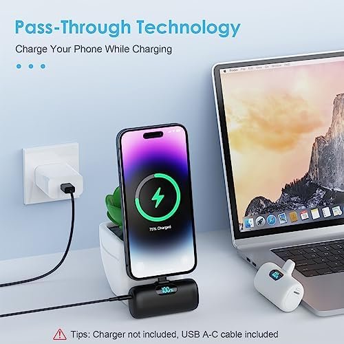 [2 Pack]Small Portable Charger for iPhone,Upgraded 5000mAh PD Fast Charging Power Bank,Cute Mini Portable Phone Charger Battery Pack Compatible with iPhone 14/14 Pro Max/13/13 Pro/12 Pro/11/XR/X/8 etc - Image 2