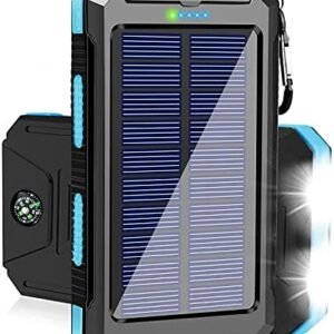 Portable Solar Charger Power Bank, 39800mAh Fast Charger with USB C Port, LED Flashlight, Compass for Cell Phones, Electronic Devices