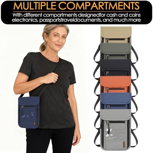Travel Neck Wallet RFID Blocking – Hidden Passport Holder & Anti-Theft Money Pouch for Men & Women, Lightweight Concealed Undergarment Organizer with Adjustable Strap, Secure Document Holder - Image 7