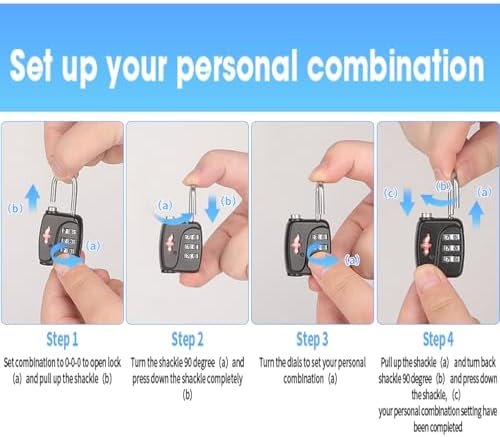 3 Sets TSA Approved Luggage Lock Combo - Secure Travel Essential w/Free Luggage Tag! Combination Lock for Suitcases, Backpacks, Gym Lockers & School - Image 6