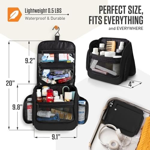VENTURE 4TH Hanging Travel Toiletry Bag for Women & Men – Large Toiletry Organizer with 18 Compartments, Removable TSA Pouch, Travel Wash Bag for Toiletries, Makeup & Shaving Kit (Black) - Image 2