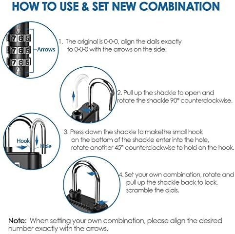 2 Pack TSA Approved Travel Luggage Locks, Combination Lock Keyless, 3-Digit Padlocks, Travel Sentry Accepted Compatible Padlock for Gym Locker, Golf Bag Case, Backpack, Black-by GIVERARE - Image 6