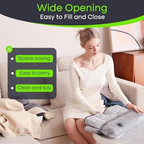 Vacuum Bags for Travel with USB Electric Pump, 15 Pack Carry-on Size Compression Packing for Luggage and Suitcase, Space Saver Bags for Clothes and Clothing Travel - Image 5