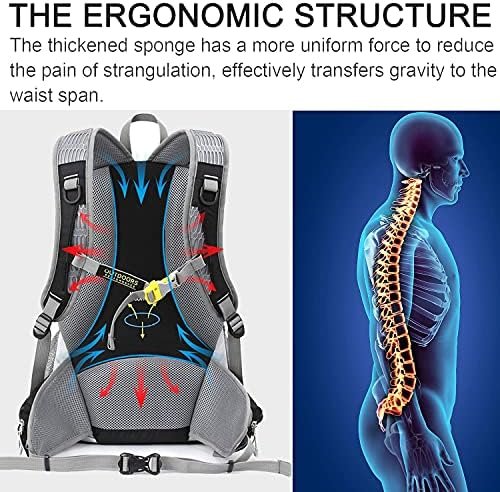 INOXTO Small Hiking Backpack with 2L Water Bladder and Rain Cover, 25L Hydration Backpack Hiking Daypack (Orange blue) - Image 2