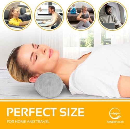 AllSett Health Cervical Neck Roll Memory Foam Pillow, Bolster Pillow, Round Neck Support for Sleeping | Bolster for Bed, Legs, Back and Yoga - Image 5