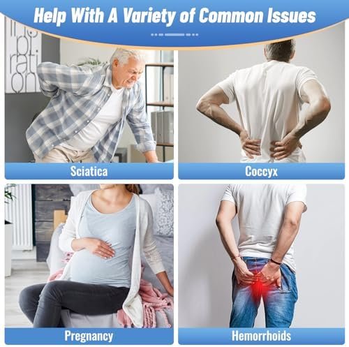 Donut Pillow Seat Cushion Chair Pad for Tailbone Pain Relief and Hemorrhoids, Memory Foam Seat Chair Cushion for Postpartum Pregnancy, Seat Cushions for Men and Women for Home & Office, (Black) - Image 4