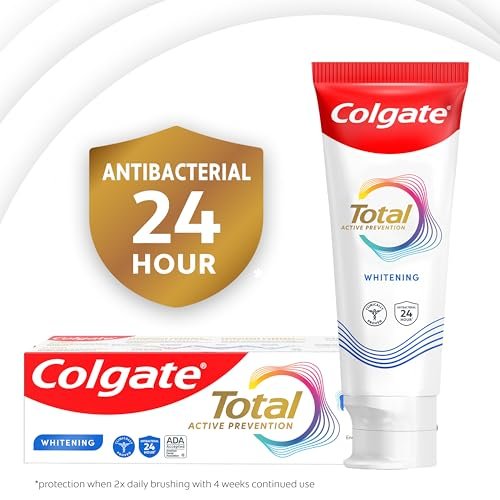 Colgate Total Active Prevention Travel Toothpaste, Whitening Toothpaste with Fluoride, Antibacterial, Mint, Clinically Proven Gum Health, Travel Size 1.4 oz - Image 8