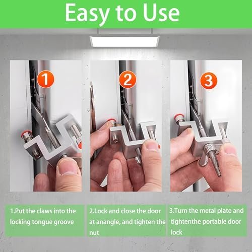 Travel Door Lock Enhanced Security Blocker, Portable Inside Safety Device for Hotel Apartment Privacy, Adjustable Stopper Protection for Home Bedroom Living Alone Travelers - Image 6