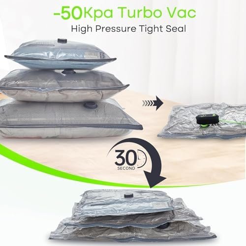 Vacuum Bags for Travel with USB Electric Pump, 15 Pack Carry-on Size Compression Packing for Luggage and Suitcase, Space Saver Bags for Clothes and Clothing Travel - Image 4