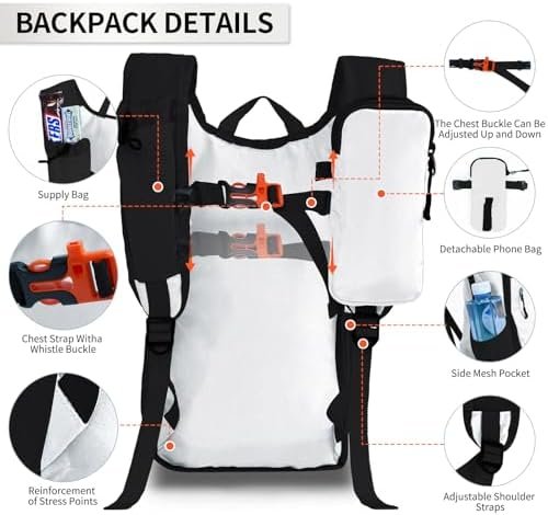 Hiking Backpack 10L/15L Small Daypack Lightweight Packable Travel Foldable Water Resistan for Women Men (White, 10L) - Image 5