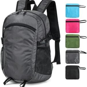 Small Hiking Backpack 15L Travel Lightweight Hiking Packable Daypack Water-Resistant Foldable Backpacks for Women Men Camping (Grey)
