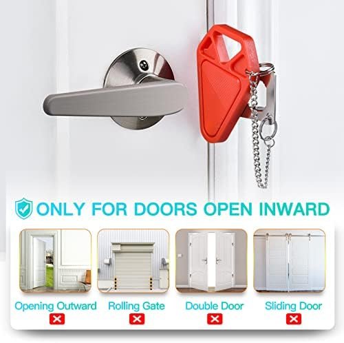 Portable Door Lock for Travel Essential: 2Pack Upgraded Hotel Home Security Safety Locks from Inside Apartment Traveling Front Door Room Security Devices Travel Gifts for Travelers Women - Image 5
