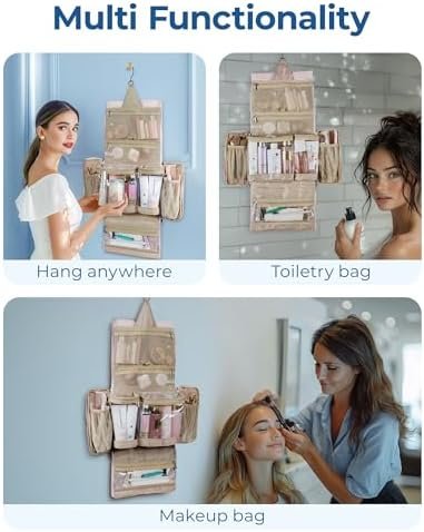 BAGSMART Travel Toiletry Bag, Extra Large Full-open Hanging Toiletry Bag for Women, Puffy Cosmetic Makeup Bag Organizer with Handle for Accessories, Essentials, Toiletries (Purple) - Image 4