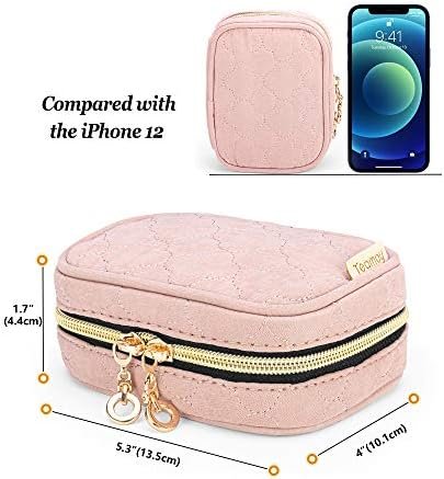 Teamoy Mini Jewelry Travel Case, Storage Organizer Bag for Earrings, Necklace, Rings, Misty Rose - Image 5
