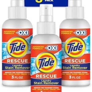 Tide Laundry Stain Remover Spray with Oxi, Travel Stain Remover for Clothes, Carpet, Upholstery, Pet Bedding, Stain Treater Spray for Tough Stains from Wine, Coffee, Grease, 3 Oz (Pack of 3)