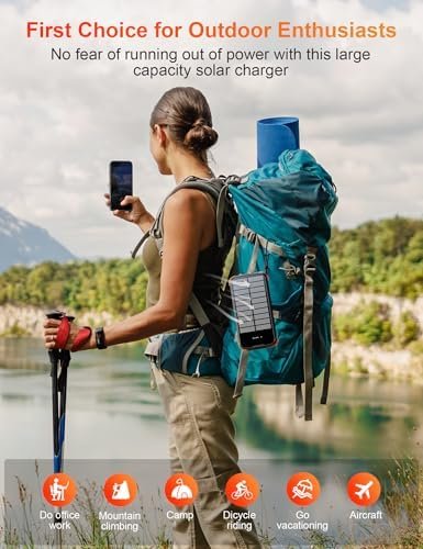 Solar Charger Power Bank, PD 20W Fast Charging External Batter, 40000mAh Portable Phone Charger Built in 4 Cables with Dual Bright Flashlights for Camping, Hiking, and Outdoor Use - Image 9