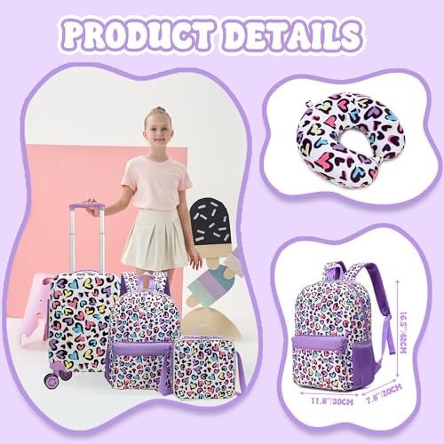 Kids Carry on Luggage Sets for Girls Women Rolling Suitcases with Wheels Hardshell Suitcase Luggage for Travel - Image 3