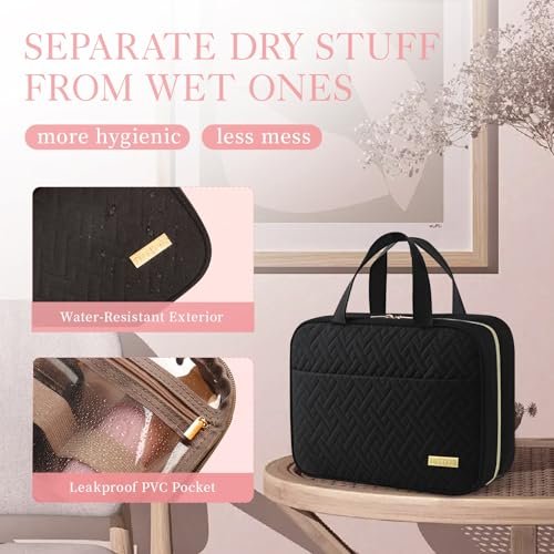 HOTOR Travel Toiletry Bag - Hanging Toiletry Bag for Women & Men, Makeup Bag/Big Comparment, Waterproof for Travel Accessories, Travel Essentials, Medium, Black - Image 5
