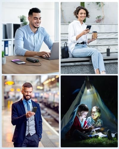 Portable Charger Power Bank 30000mAh USB C 22.5W Fast Charging External Battery Pack PD QC4.0 with Flashlight 3 Outputs & 2 Inputs Battery Bank for iPhone Samsung Galaxy iPad etc (Black) - Image 7