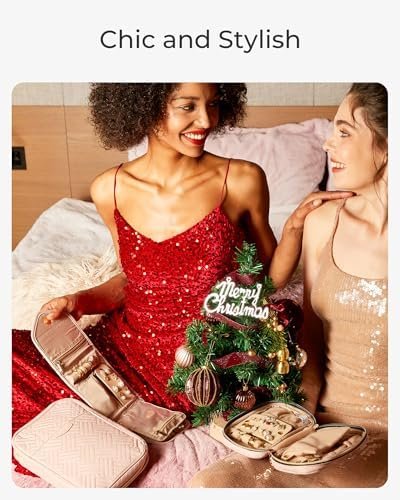 BAGSMART Travel Jewelry Organizer Case Foldable Small Jewelry Roll for Journey Rings, Necklaces, Earrings, Bracelets,Mini,Soft Pink - Image 7