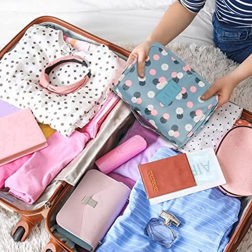 Pengxiaomei Toiletry Bag, Waterproof Hanging Cosmetic Bag Portable Travel Makeup Pouch Multifunction Handle Travel Toiletry Bag Organizer with Hook for Women Girls(Blue) - Image 5