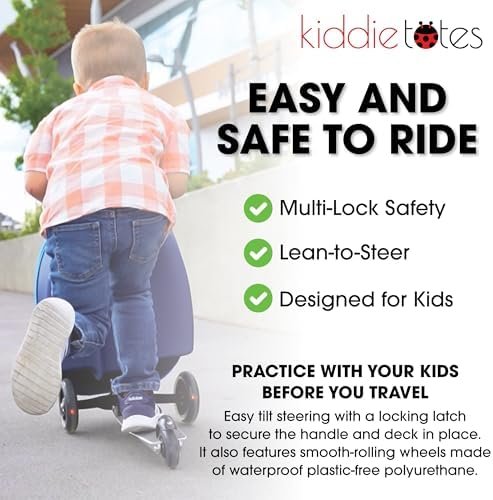 KIDDIETOTES Ride-On Scooter Suitcase for Kids – Hardside Lightweight Carry-On Luggage with Foldable Scooter, LED Wheels, Travel Fun for Toddlers & Children - Image 5