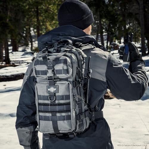 MAXPEDITION Falcon-II Backpack (Wolf Gray) 23L Tactical Backpack, Survival Pack, Bug Out Bag, MOLLE Compatible Go Bag Optimized for EDC & Military, 0513W - Image 5