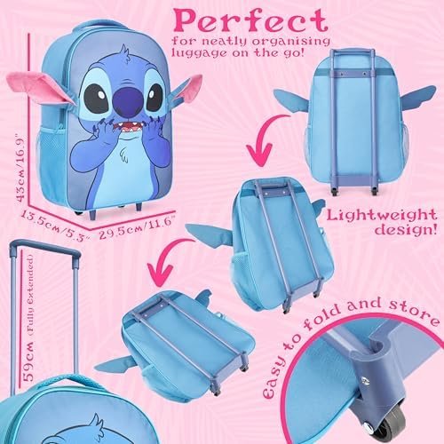 Disney Stitch Luggage Travel Essentials Suitcase Kids Foldable Luggage with Wheels 17 - Image 6