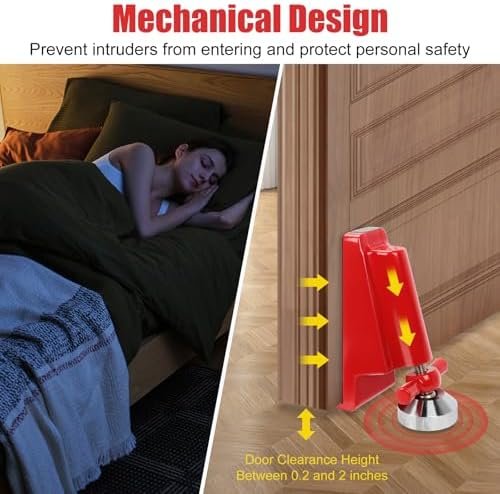 Door Stoppers Security,Portable Door Jammer for Travel Security Anti Theft,Door Lock Brace,Apartment Hotel Door Lock for Women,Personal Protection (no Alarm) - Image 2