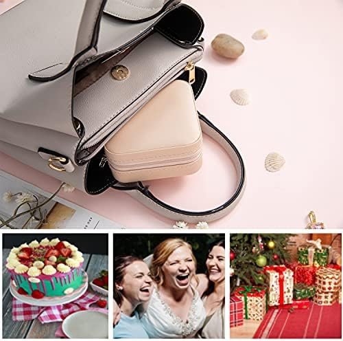 KElofoN Travel jewelry case Travel jewelry box Travel Jewelry Organizer Small box Gift for Girls Women with Mirror(Pink) - Image 5