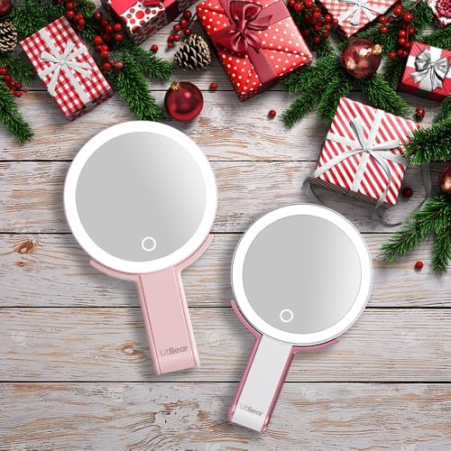 LitBear Travel Makeup Mirror with Lights, Rechargeable Double-Sided 10X/1X Magnifying Mirror, Portable Lighted Beauty Mirror, 3 Color Lighting, Dimmable Touch Screen, Tabletop Handhold Hanging (White) - Image 9