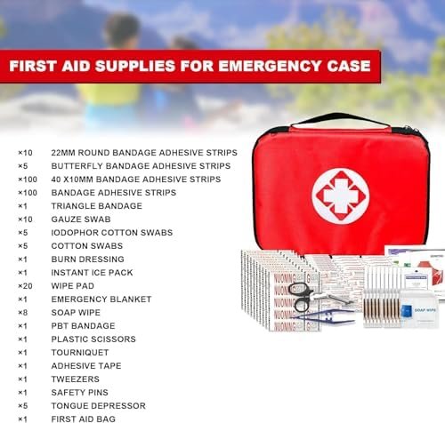 Travel-First Aid-Kit Car-Home 300PCS Survival-Kit Outdoor-Adventure - Small Portable Red Emergency Essential Sets Office Hiking Camping Business Public Must Have First Aid Gear Equipment 1st Aid - Image 2