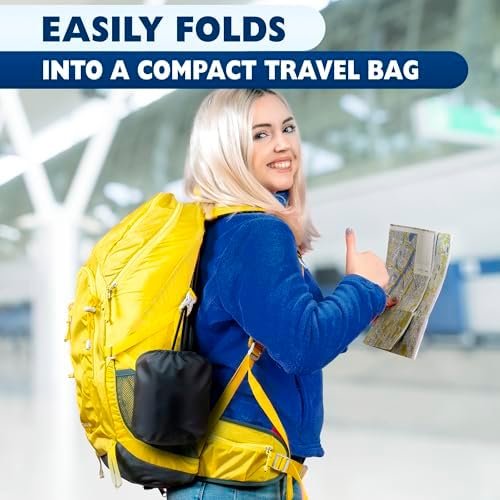 Traveling Neck Pillow – 4-in-1 Set | Adjustable Memory Foam Airline Pillows for Sleeping on Long Flights, Earplugs, Eye Mask, & Cover | Washable Cotton Cover, Hook-and-Loop Closure – Car and Train Use - Image 8