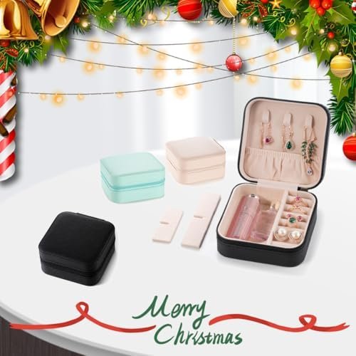 Mini Jewelry Travel Case,Small Jewelry Box,Traveling Jewelry Organizer,Portable Jewellery Storage Holder for Rings Earrings Necklace Bracelet Bangle for Girls Women(Pink - 1 pack) - Image 2