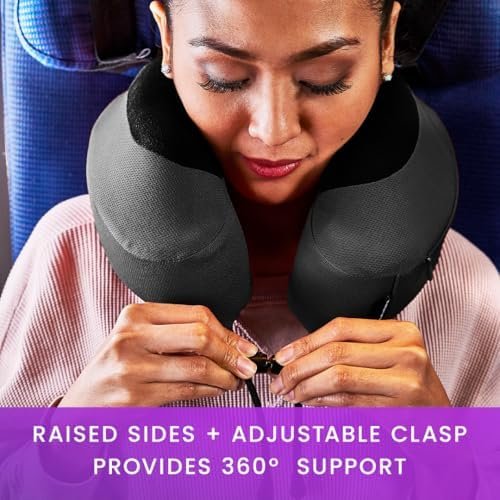 Cabeau Airplane Travel Pillow for Long Flights - Evolution S3 - Supportive Memory Foam with Seat Straps to Secure Your Head and Neck and Provides 360° Support (Steel Grey) - Image 5