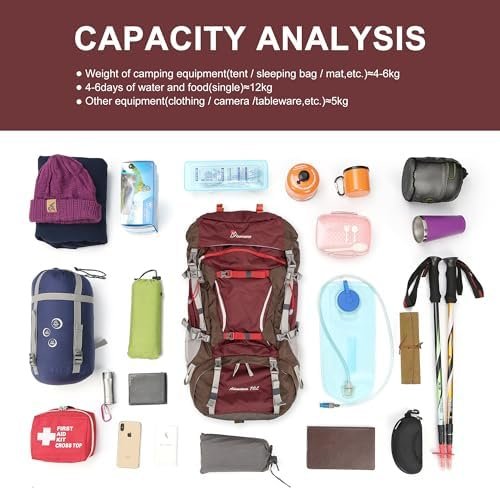 MOUNTAINTOP 70L Internal Frame Backpack Camping Backpacking Hiking Backpack for Men Women with Rain Cover - Image 4