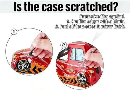 Kids Checked Ride on Luggage, 24 Inch Large Suitcase for Teens, Hardside Spinner Trunk with 360 Wheels, International Travel, Red car - Image 5