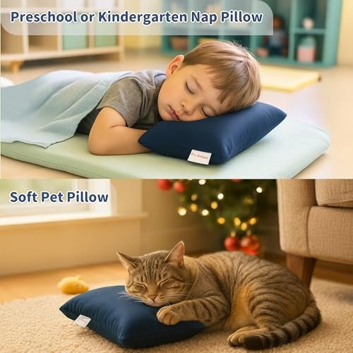 Pro Goleem Small Pillow 11’’x6’’x2.5’’ for Travel and Camping with Name Tag Mini Tiny Pillow for Room Couch Sofa Chair and Outdoor Car Air Nap Neck Lumbar Knee Rest Pillows, Navy Blue - Image 4
