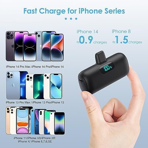[2 Pack]Small Portable Charger for iPhone,Upgraded 5000mAh PD Fast Charging Power Bank,Cute Mini Portable Phone Charger Battery Pack Compatible with iPhone 14/14 Pro Max/13/13 Pro/12 Pro/11/XR/X/8 etc - Image 3