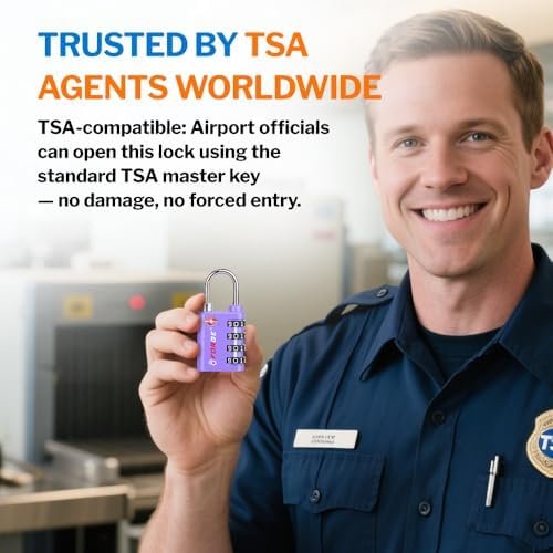 Forge Dual-Opening: Key or Combination Lock, TSA Approved Lock for Luggage, Pelican case, Travel, Gym, School, Luggage Combination Lock, Travel Bag Lock (Purple 2 Pk) - Image 3