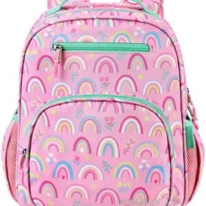 mibasies Girls Backpack 5-8: Lightweight Kids Backpacks for Girls - Girl Bookbag for Elementary School - Rainbow Pink