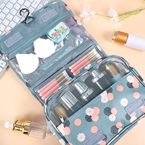 Pengxiaomei Toiletry Bag, Waterproof Hanging Cosmetic Bag Portable Travel Makeup Pouch Multifunction Handle Travel Toiletry Bag Organizer with Hook for Women Girls(Blue) - Image 4